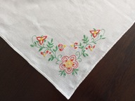 SERWETA - OBRUS LNIANY - RĘCZNE HAFTY 139 / 72 cm.