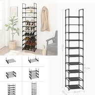 !PROMOCJA! SZAFKA NA BUTY WYSOKA 45X174X30 CM KOLOR CZARNY 10 POZIOMÓW