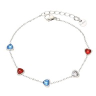 47121 Celebrytka bransoletka srebrna stal serca serduszka z kryształkami