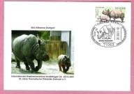 Niemcy 2001, st. Sindelfingen, Wystawa Filat., fauna, nosorożec indyjski