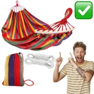 Hamak z drążkiem Allbag wielokolorowy 200 kg 250 x 155