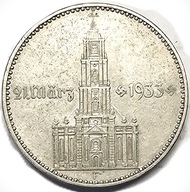 Moneta o nominale 2 marek (2 Reichsmark), wybita w Niemczech w 1934 r. F