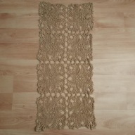 Bieżnik szydełkowy prostokątny z kordonka w kolorze musztardowym dług.78 cm