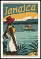 A2 KOLOROWY PLAKAT OBRAZ JAMAJKA, JAMAICA, JAMAJSKA KOBIETA, VINTAGE RETRO
