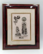 Matka Boża z Lourdes - obraz przestrzenny 38cm sygnowana - vintage