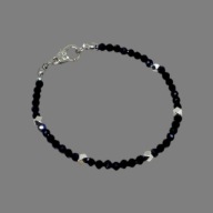 Czarny Turmalin...Delikatna bransoletka z czarnych turmalinów