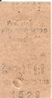 BILET KOLEJOWY -KRAKÓW GŁ.-SZCZECIN GŁ.- osobowy -1986 rok