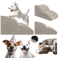 SCHODKI DLA PSA SCHODY DO LOZKA BEZOWE 30CM RAMPA DO SAMOCHODU PUFA LAGODNE