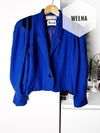 Vintage kobaltowy żakiet marynarka XL Mansfield Harrods wełna lata 80/90