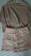 Spódnica jeansowa beżowa ____ 40 + sweterek overize