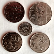 AUSTRALIA - zestaw 5 monet 5-20-20-20-50 centów, mennicze !!!