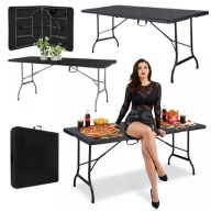 STÓŁ OGRODOWY PLASTIKOWY SKŁADANY CATERINGOWY CZARNY DUŻY XXL 180 CM