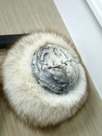 Czapka toczek lis naturalny biały cieniowany, obw. 62 cm !!!