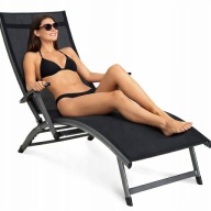 Leżak ogrodowy metalowy Focus Garden czarny regulowany taras basen