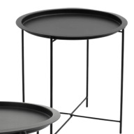 STOLIK KAWOWY BALKONOWY TARASOWY METALOWY OKRĄGŁY SKŁADANY Z TACĄ CZARNY
