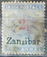 Indie stary znaczek z nadrukiem Zanzibar (9/61