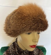 Czapka,beret, toczek rudy Lis, jenot pełne futro naturalne 58
