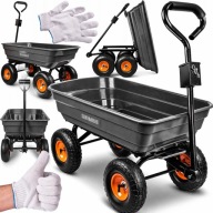 WÓZEK OGRODOWY TRANSPORTOWY PRZYCZEPKA TACZKA POMPOWANE KOŁA DO 300KG 75L