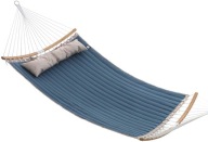 Hamak 2 Osoby Bambusowy 225kg Kemping Ogród Niebieski Poduszka 200x140cm