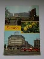 KATOWICE - Hala Spodek, pomnik, dom handlowy Skarbek - pocztówka z 1987 r