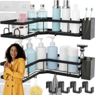 PÓŁKA ŁAZIENKOWA WISZĄCA NAROŻNA POD PRYSZNIC SAMOPRZYLEPNA KUCHNIA 2 SZT