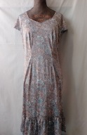 Sukienka szara w beżowe i niebieskie kwiaty - M