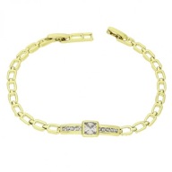 86737 Bransoletka stal chirurgiczna 316L pozł.14k cyrkonie 18,5-17 CM 7 MM