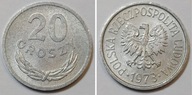 20 gr groszy 1973 ZZM ze znakiem mennicy MENNICZY st. 1
