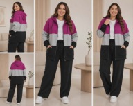 PIĘKNY WIOSENNY KOMPLET DRESOWY 3 KOLOROWY MODNY BIG SIZE 54/56/58