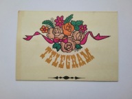Stary telegram - Bukiet kwiatów - proj. J. Gadomska