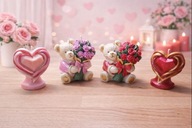 Świece misie, serce na dzień babci, dzień kobiet, walentynki, , prezent