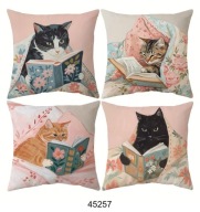 Poszewki na poduszki 4szt 45x45cm koty kotki czytające książki 45257