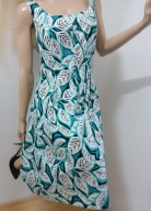 ANNE KLEIN bawełniana sukienka wyprofilowana RETRO zielono-biała pin up XXL