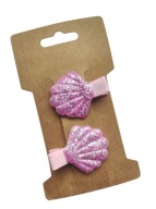 Mini spinki do włosów spineczki muszla muszle muszelka muszelki brokat