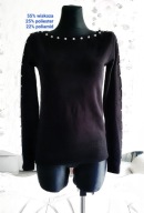 SWETER CZERŃ PEREŁKI PERŁY KORALIKI KORALE BŁYSK BŁYSZCZĄCY MIŁY WYGODA