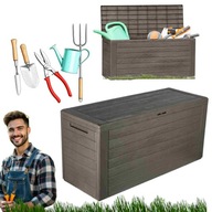 SKRZYNIA OGRODOWA 280L BRĄZOWA IMITACJA DREWNA BALKON TARAS SCHOWEK BOX