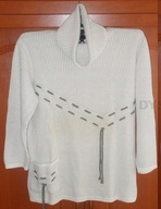 Sweter damski oversize luźny golf sznurówka dekoracyjna 44/46