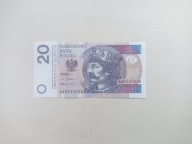 Banknot 20 zł, seria AA, 2012 r, stan bankowy