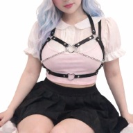 Harness damski serce paski łańcuszki kawaii regulowany czarny