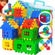 KLOCKI WAFLE KONSTRUKCYJNE KREATYWNE MIĘKKIE DUŻY ZESTAW 100 ELEMENTÓW