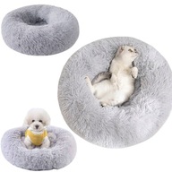 LEGOWISKO DLA PSA KOTA PLUSZOWE OKRĄGŁE SZARE PODUSZKA MATERAC 60X60CM