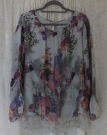 WŁOSKA BLUZKA TUNIKA DWUWARSTWOWA JEDWAB, KORONKA