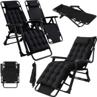 LEŻAK OGRODOWY ROZKŁADANY Z PODUSZKĄ PLAŻOWY SKŁADANY FOTEL Z PODGŁÓWKIEM