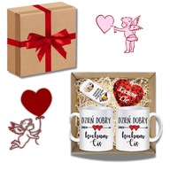 PREZENT WALENTYNKI GOTOWY ZESTAW DLA PAR 2 KUBKI MAGNES OTWIERACZ