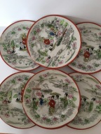 Komplet 6 talerzy deserowych Nippon bogate zdobienie gejsze Japonia