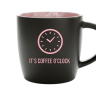 Kubek grawerowany It’s Coffee O’Clock czarny mat + różowy 290 ml