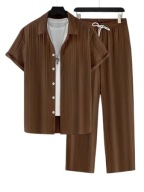 Męski Zestaw Old Money – Koszula i Spodnie ze Sznurkiem