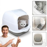 KUWETA DLA KOTA ZAMYKANA DUŻA XXL Z FILTREM I ŁOPATKĄ SZARA