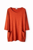 Pomarańczowy oversize sweter merino kaszmir Tif Tiffy XL XXL Made in Italy