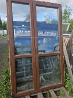 OKNO/DRZWI Balkonowe Dwuskrzydłowe Plastikowe PCV Orzech 146x233cm